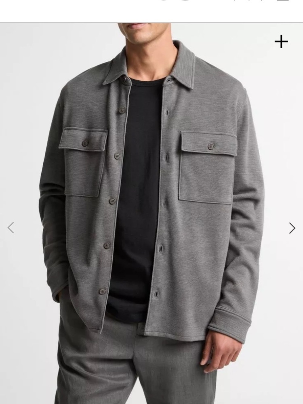 Vince Men's Double-Slub Cotton Blend Shirt Jacket Shacket Gray Medium